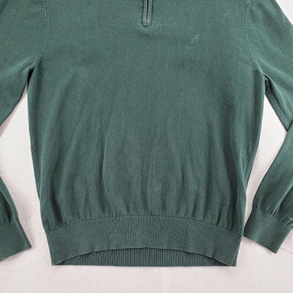NAUTICA Sweater Men's Long Sleeve 1/4 Zip High Neck Sailboat Green Large - Picture 3 of 12